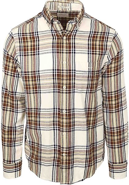 Gant Hemd Flanell Kariert Ecru - Größe M günstig online kaufen