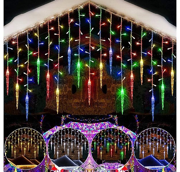 Rosnek LED-Lichtervorhang Eiszapfen-Anhänger, 8 Modi, Timer, für Traufe Wei günstig online kaufen