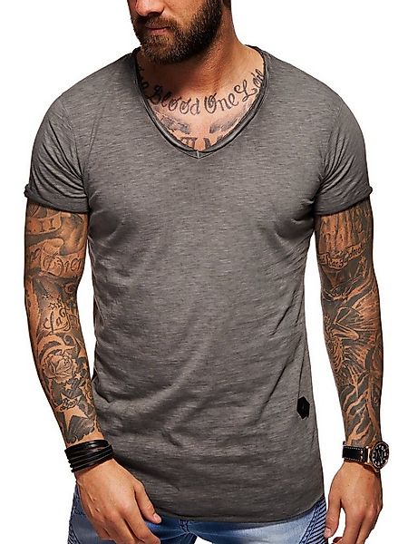 behype T-Shirt für Herren mit V-Ausschnitt aus 100% Baumwolle V-Neck Shirt günstig online kaufen