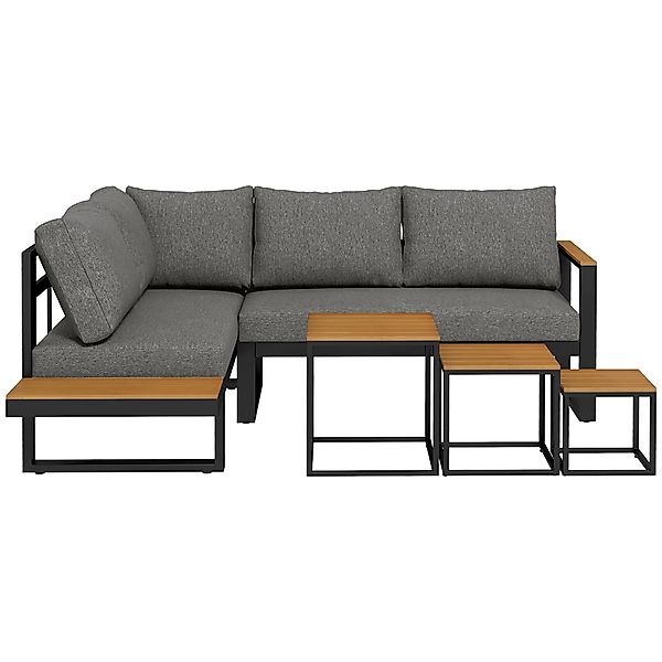 Outsunny 5-tlg Gartenmöbel Set Gartengarnitur mit Ecksofa & Doppelsofa Couc günstig online kaufen