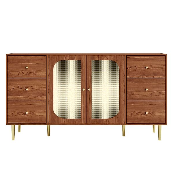 Rattan-Sideboard mit Schubladen, eleganter Aufbewahrungsschrank, 160×40×90 günstig online kaufen