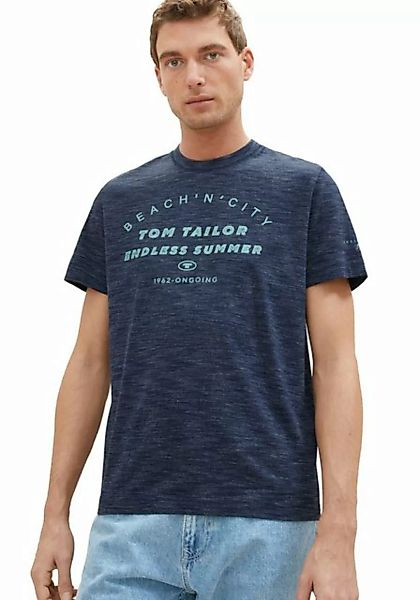 TOM TAILOR T-Shirt in melierter Optik mit Frontprint günstig online kaufen