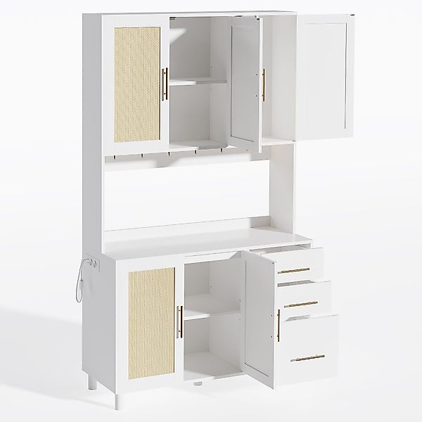 Odikalo Küchenbuffet Buffetschrank Sideboard Schubladen Natur/Schwarz günstig online kaufen