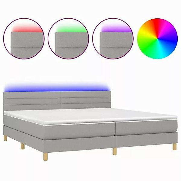 vidaXL Boxspringbett Boxspringbett mit Matratze LED Hellgrau 200x200 cm Sto günstig online kaufen