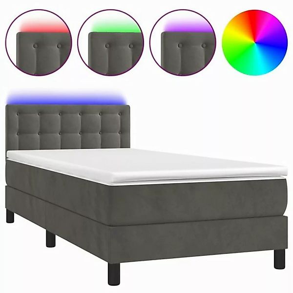 vidaXL Boxspringbett Boxspringbett mit Matratze LED Dunkelgrau 90x200 cm Sa günstig online kaufen