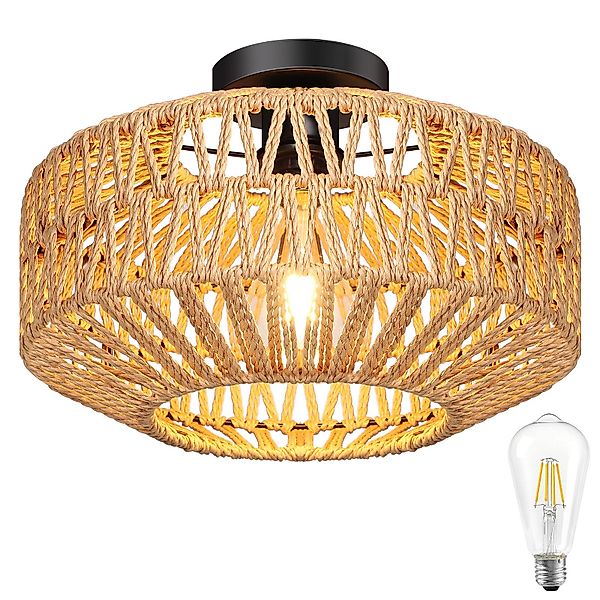 MUPOO Deckenleuchten Rattan Deckenlampe aus Rattan/Metall günstig online kaufen
