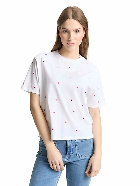TOM TAILOR Denim T-Shirt mit All-Over Print günstig online kaufen