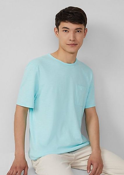 s.Oliver Kurzarmshirt Flammgarn-T-Shirt mit Brusttasche und offenen Kanten günstig online kaufen