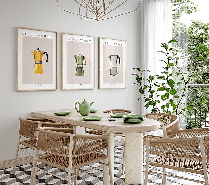 JUSTGOODMOOD Poster Premium ® Guten Morgen Kaffee Küche, Gelb (1 St) günstig online kaufen