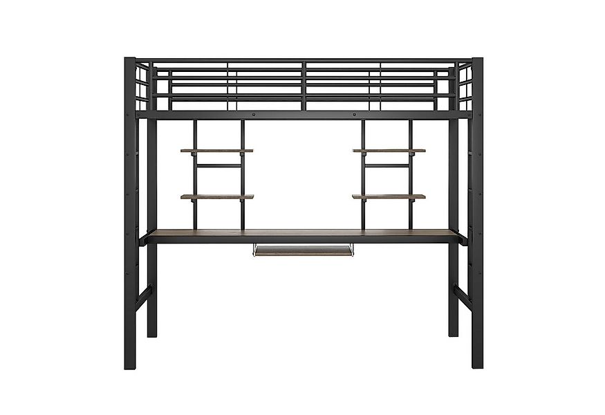 Flieks Hochbett Metallbett Kinderbett mit Schreibtisch & Regal 90x200cm ohn günstig online kaufen