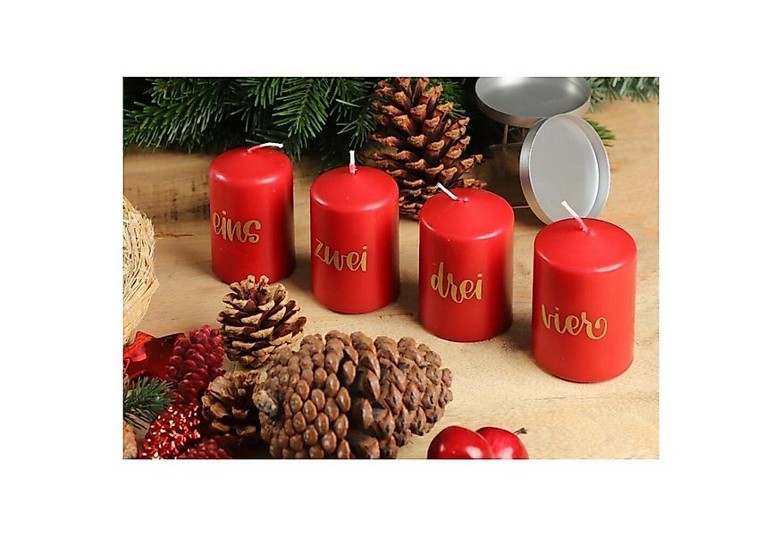 BURI Stumpenkerze BURI Stumpenkerze Advent 4er Rot Weihnachten Tischdekorat günstig online kaufen