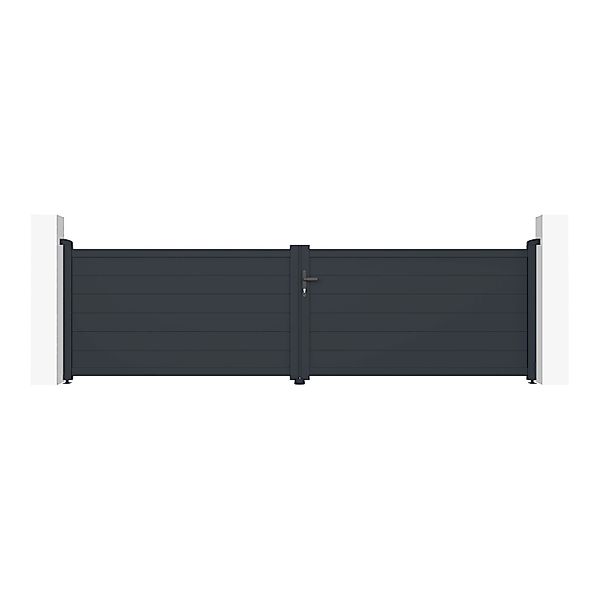 Casanoov Flügeltor 4M Eiger H 115Cm & 2 Pfosten H 166Cm Aluminium Grau günstig online kaufen