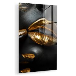 MuchoWow Acrylglasbild Lippen - Gold - günstig online kaufen