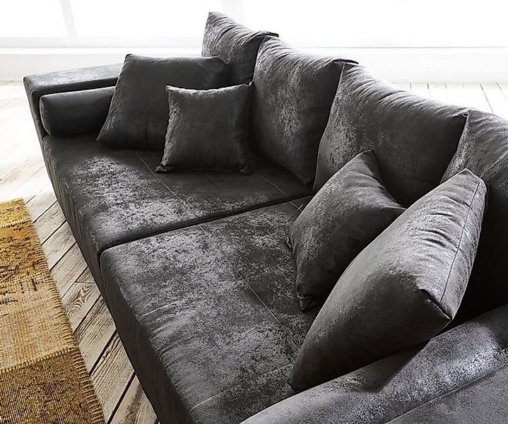 DELIFE Big-Sofa Marbeya, Anthrazit 285x115 cm Antik Optik mit Kissen Big-So günstig online kaufen