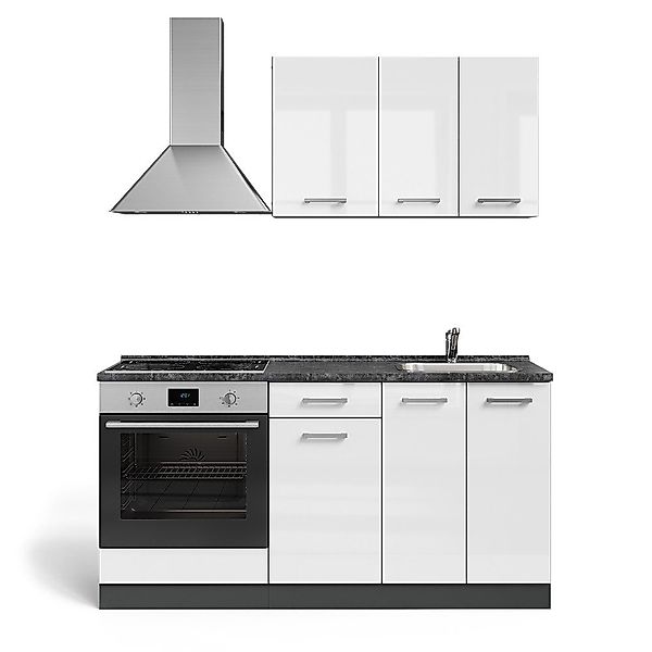Vicco Küchenzeile R-Line, Weiß Hochglanz/Anthrazit, 160 günstig online kaufen