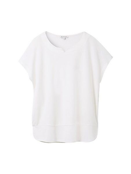 TOM TAILOR Langarmshirt T-shirt fabric mix crew neck günstig online kaufen