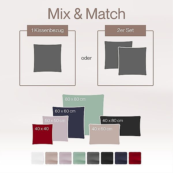 Blumtal Kissenbezüge Premium Mako Satin Kissenbezug, günstig online kaufen