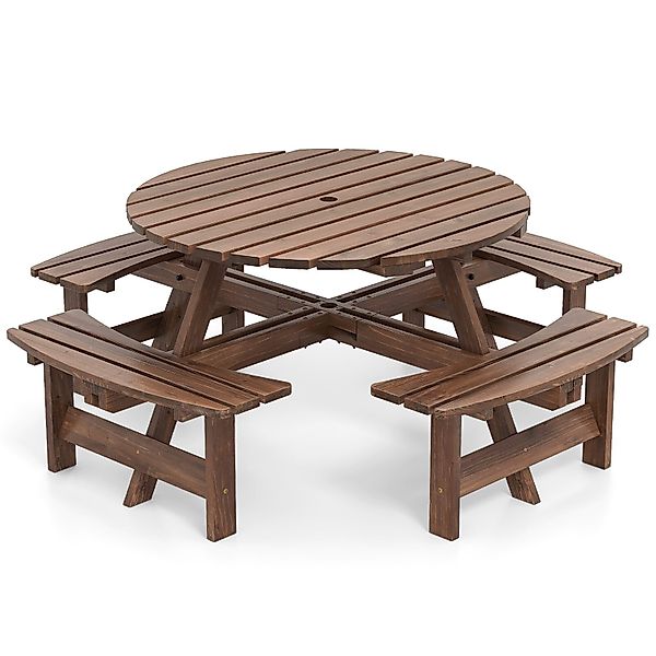 COSTWAY Bierzeltgarnitur, (5-tlg), Gartentisch mit Schirmloch, günstig online kaufen