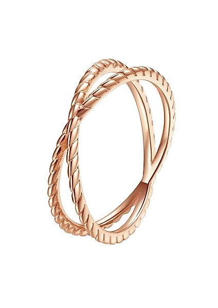 Hey Happiness Fingerring Doppel Roségold 18K Vergoldet, Ring Damen Silber 9 günstig online kaufen