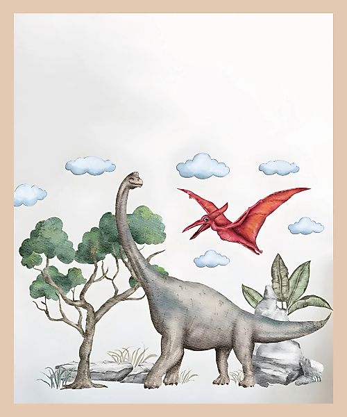 Lüttenhütt Bild mit Rahmen "Dinosaurier", Baum-Dinosaurier-Fantasy-Tiere, ( günstig online kaufen