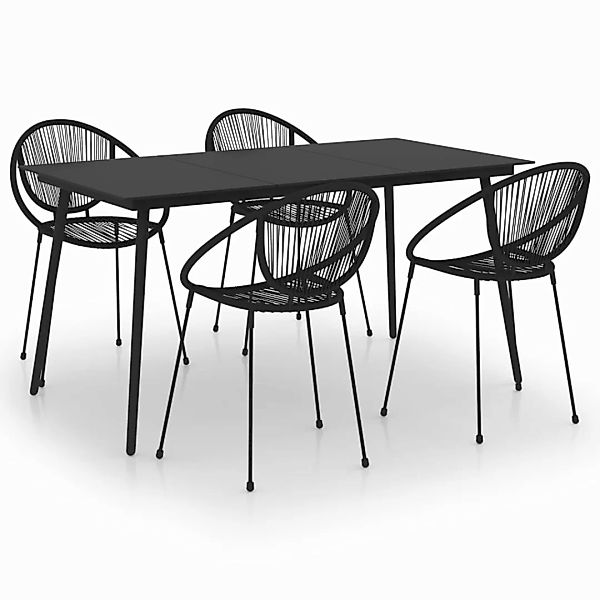 5-tlg. Garten-essgruppe Pvc Rattan Schwarz günstig online kaufen