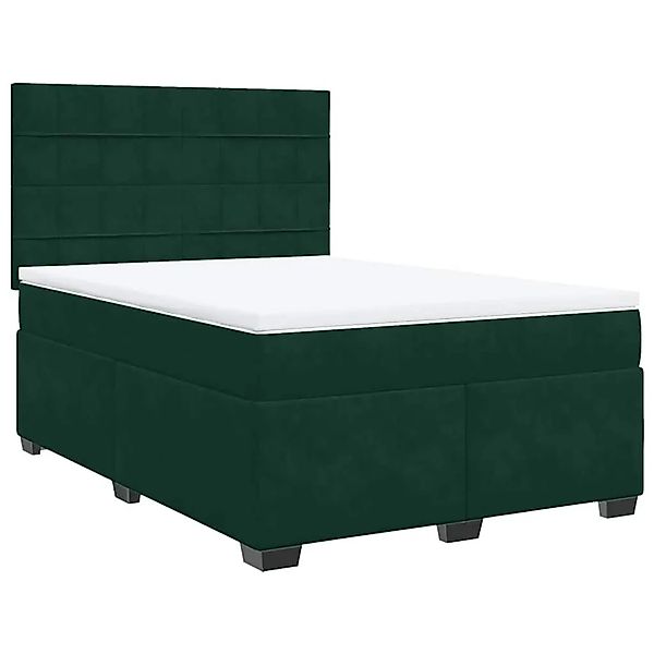 vidaXL Boxspringbett mit Matratze Dunkelgrün 140x200 cm Samt 3293233 günstig online kaufen