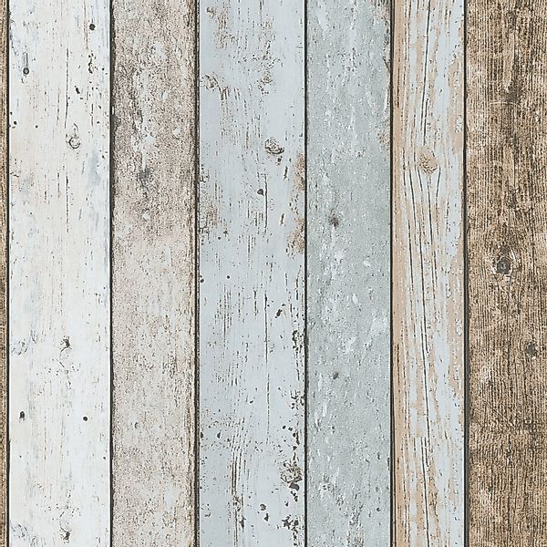 Bricoflor Shabby Chic Tapete in Holzoptik Vintage Papiertapete in Hellblau günstig online kaufen