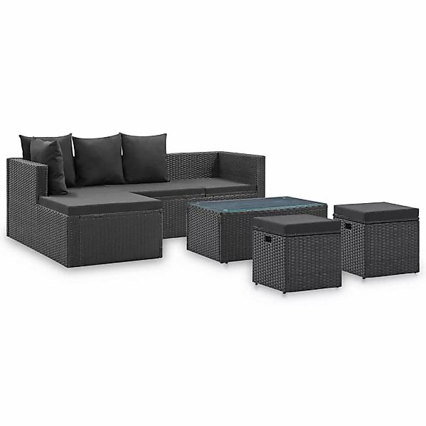 4-tlg. Garten-lounge-set Schwarz Mit Auflagen Poly Rattan günstig online kaufen