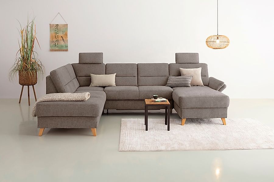 Home affaire Wohnlandschaft "Westerland U-Form" Federkern, wahlweise Bettfu günstig online kaufen