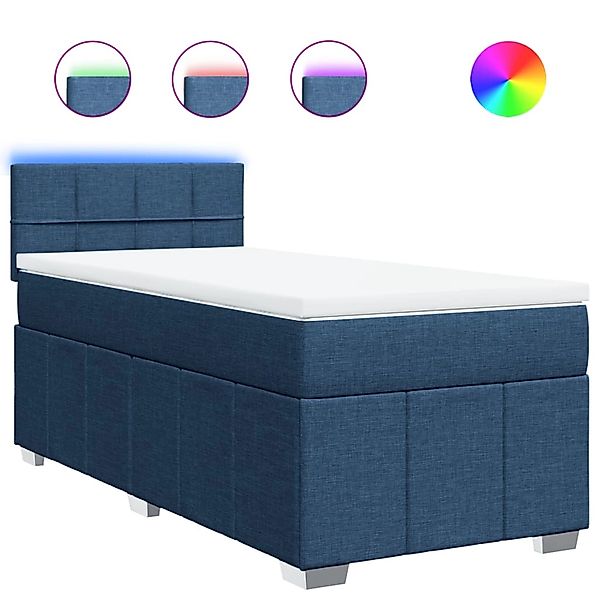 vidaXL Boxspringbett mit Matratze Blau 100x200 cm Stoff 3289285 günstig online kaufen