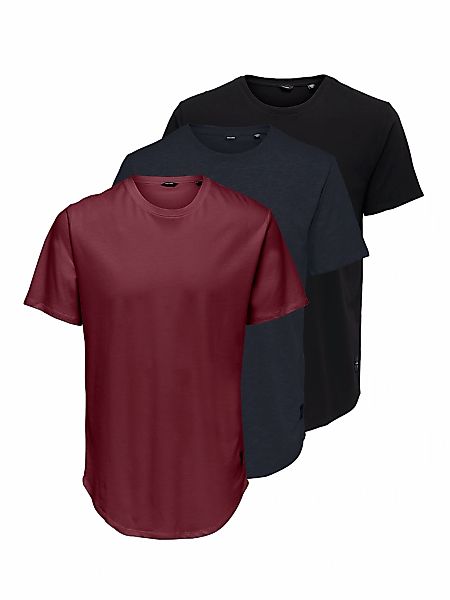 ONLY & SONS Rundhalsshirt "ONSMATT LONGY SS TEE 3-PACK" Packung, 3 günstig online kaufen