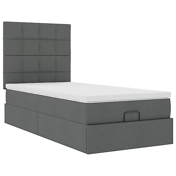 vidaXL Bett Ottoman-Bett mit Matratze Dunkelgrau 90x190 cm Stoff günstig online kaufen