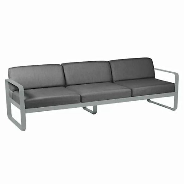 Gartensofa 3-Sitzer Bellevie metall textil grau 3-Sitzer / L 235 cm - Fermo günstig online kaufen