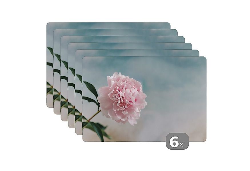 MuchoWow Platzset Rosa Pfingstrose auf grauem Hintergrund, (6-St), Platzset günstig online kaufen