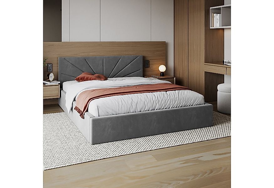 FDM Polsterbett SUNSET Bettgestell MADE IN EU - mit hochwertigem Velours Be günstig online kaufen