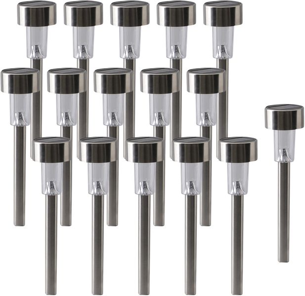 Näve LED-Solar-Erdspieß IP44 Silber 16er-Set 36 cm günstig online kaufen