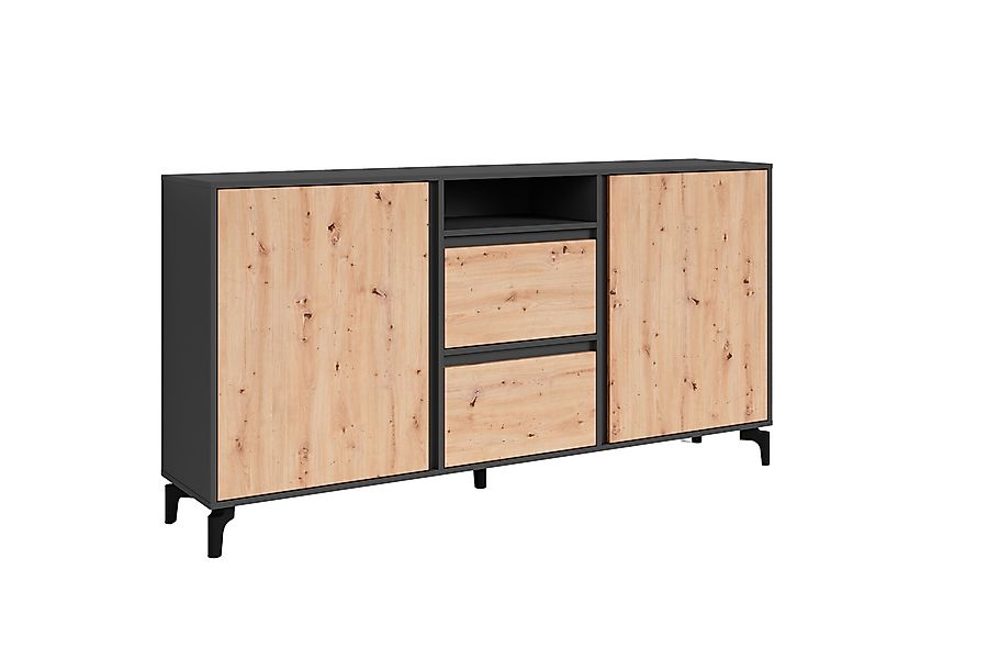 byLIVING Sideboard BLACKWOOD (Korpus in anthrazit, günstig online kaufen