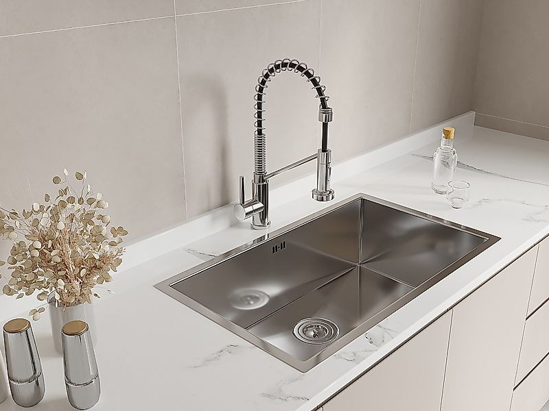 Set Spülbecken 76 x 45 cm SOELA + Armatur ROFLEX mit abnehmbarem Auslauf au günstig online kaufen