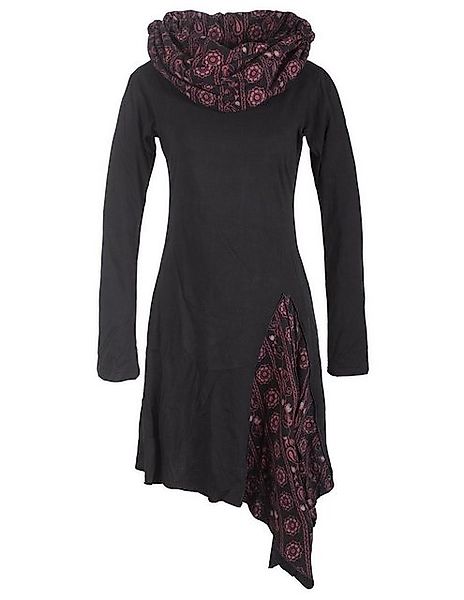 Vishes Jerseykleid Asymmetrisches Langarm Zipfelkleid mit Schalkragen Hippi günstig online kaufen