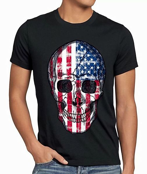 style3 T-Shirt USA Skull Totenkopf stars stripes flagge amerika knochen roc günstig online kaufen