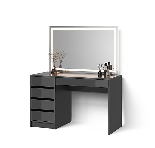 Livinity® Schminktisch Imola, Anthrazit, 120 cm mit LED-Spiegel günstig online kaufen