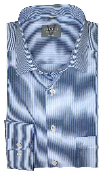 MARVELIS Langarmhemd, Comfort Fit, Streifen Blau-Weiß, günstig online kaufen