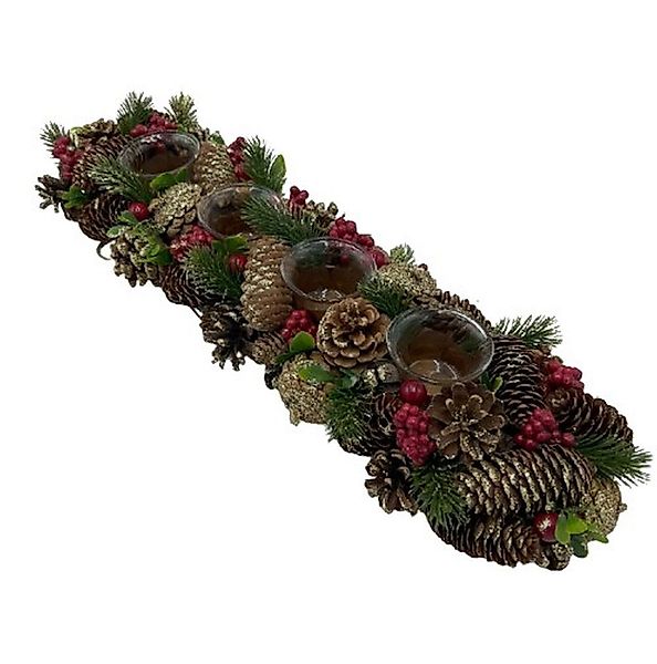 Small-Preis Adventsleuchter Adventsgesteck mit 4 Teelichthaltern günstig online kaufen