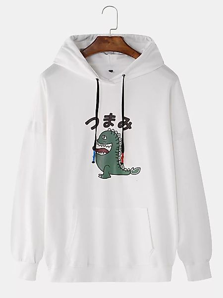 Mens Lovely Dinosaur Cartoon Japanischer Charakter Muff Pocket Hoodies günstig online kaufen