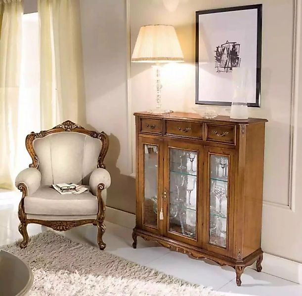 JVmoebel Vitrine Klassisches Möbeldesign Vitrine Braun Glasschrank Elegant günstig online kaufen