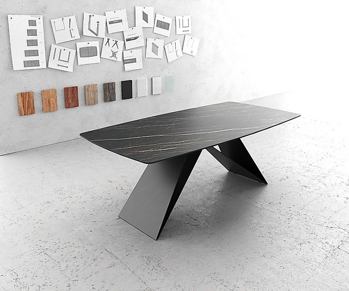 DELIFE Esstisch Edge, Bootsform Keramik Laminam®Noir günstig online kaufen