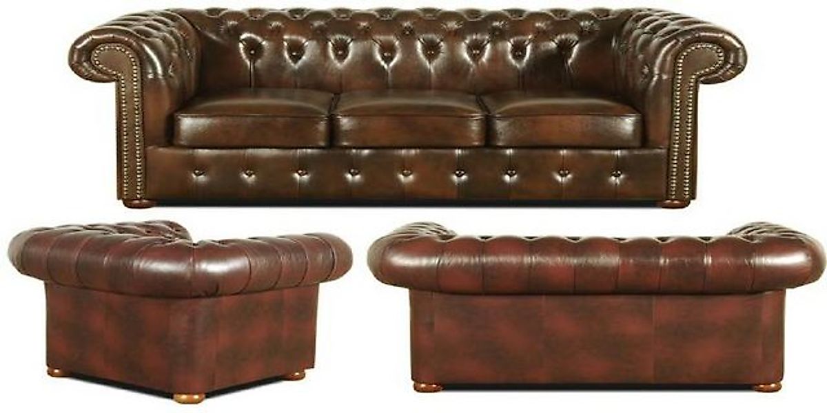 Xlmoebel Sofa NEUES 3-SITZER Kunstleder-SOFA von CHESTERFIELD - Leder-Couch günstig online kaufen