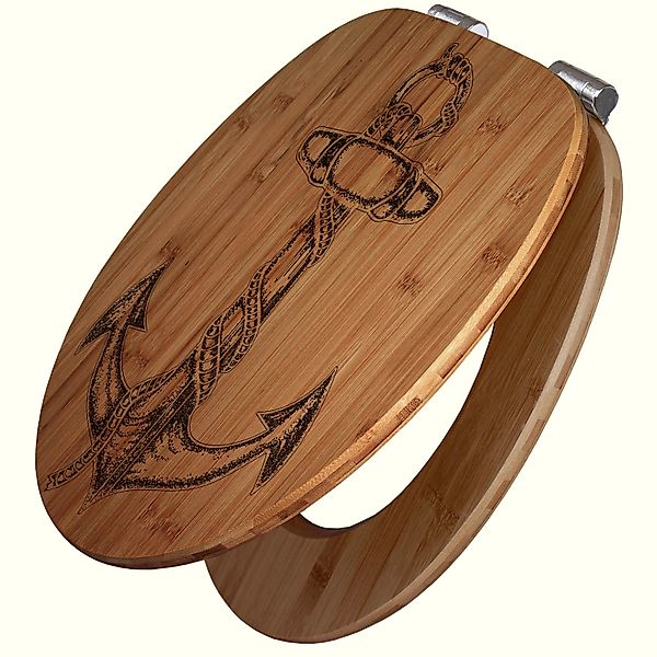 Banjado WC Sitz Bambus Holz Mit Gravur Toilettendeckel Mit Absenkautomatik günstig online kaufen