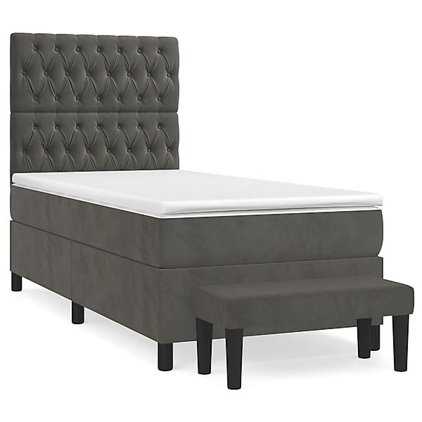 vidaXL Boxspringbett mit Matratze Dunkelgrau 100x200 cm Samt1359491 günstig online kaufen