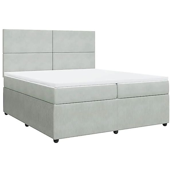 vidaXL Boxspringbett mit Matratze Hellgrau 200x200 cm Samt 3294724 günstig online kaufen